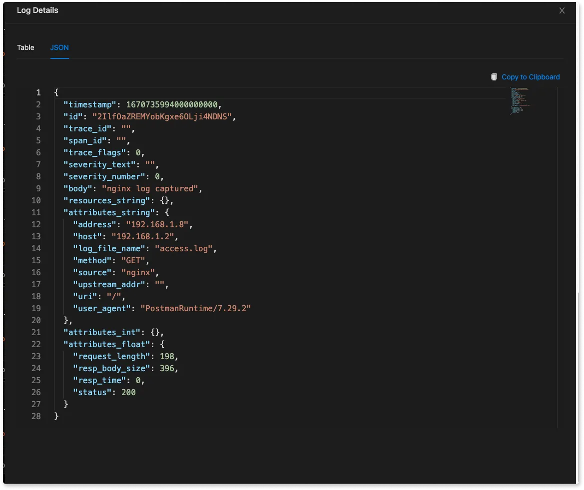 Nginx logs in JSON format