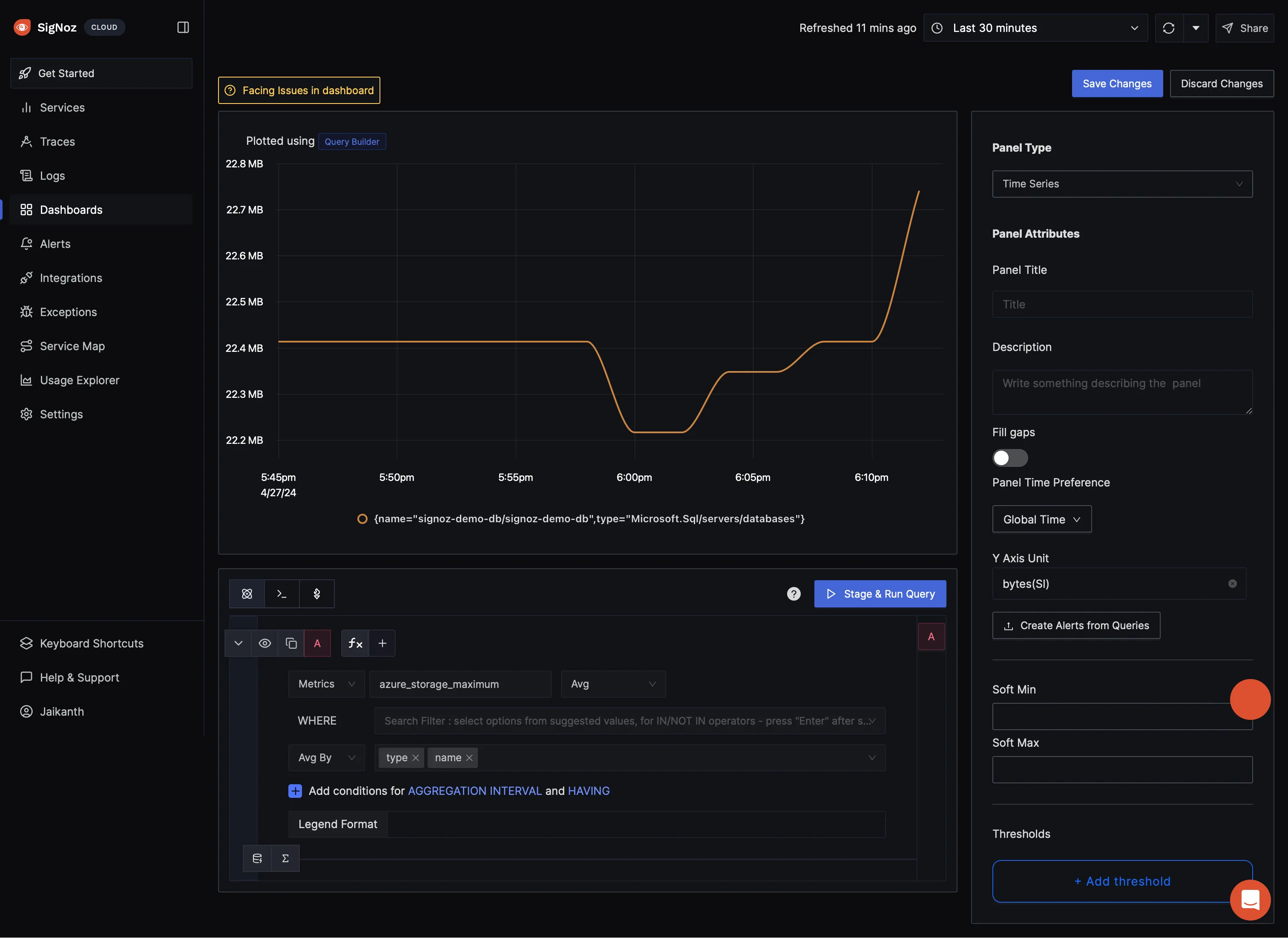 Signoz Dashboard